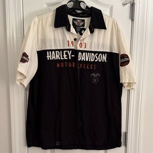 Harley-Davidson Black and Cream Casual Shirt